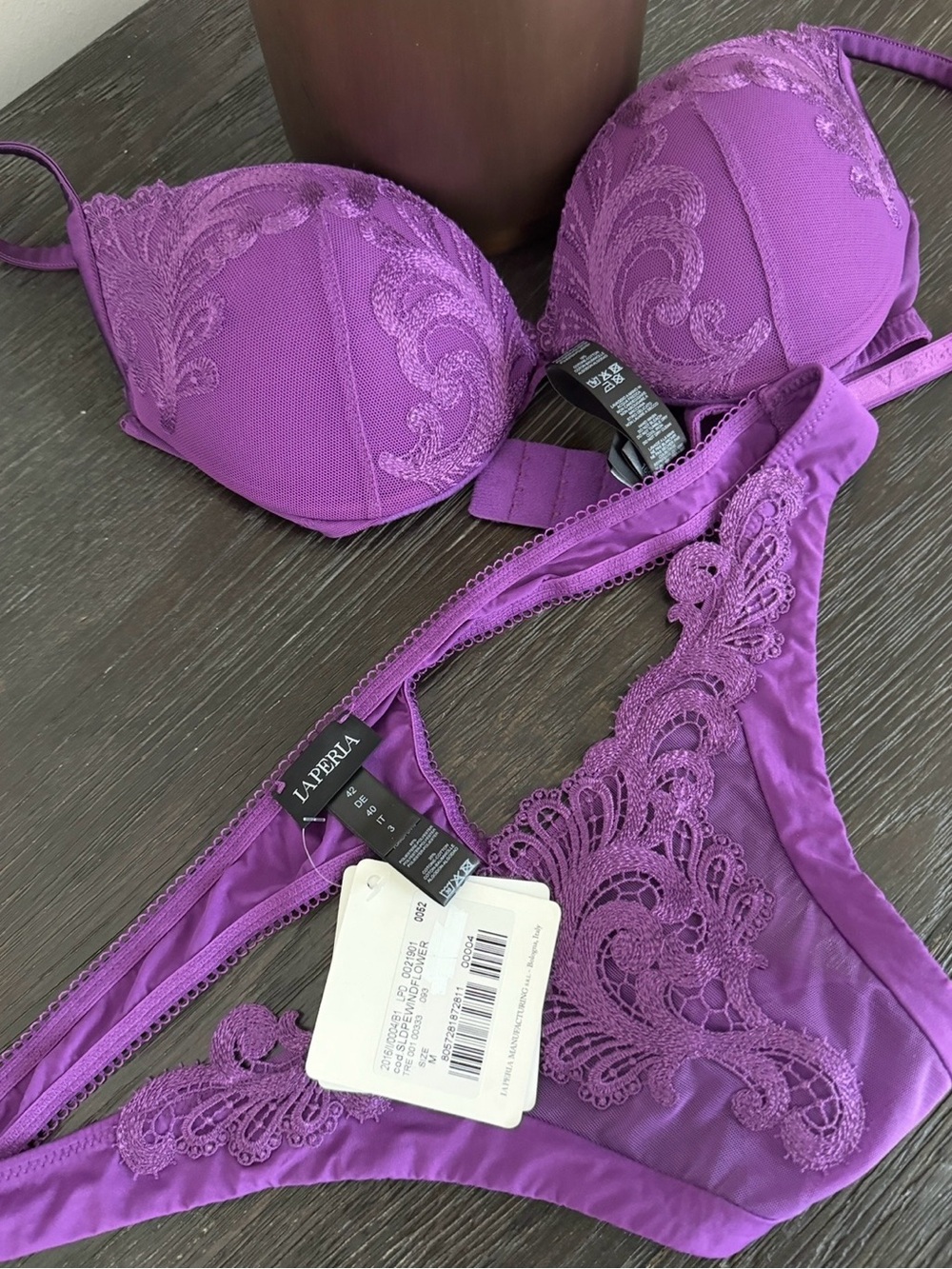 La Perla 💜 New! Purple Lace set  .Detail Push-Up Bra - Women Intimates